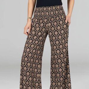 Kiragrace S Portofino Travel Pant DAMASK Small NWT Black Beige Classy Kira Grace